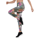 Mother's Day Gift, Mother's Day Leggings Boho Skull with Rose Flowers Women's Leggings