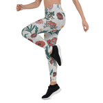 Mother's Day Gift, Mother's Day Leggings Christmas Roses Berries Floral Women's Leggings