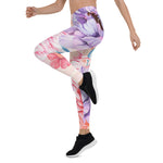 Mother's Day Gift, Mother's Day Leggings Chrysanthemum Rose Peony and Blooming Flowers Watercolor Women's Leggings