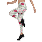 Mother's Day Gift, Mother's Day Leggings Classy Floral Pattern Pink Rose Garden Women's Leggings