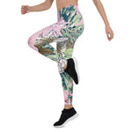 Mother's Day Gift, Mother's Day Leggings Cute Girly Blush Pink and White Floral Women's Leggings