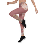 Mother's Day Gift, Mother's Day Leggings Dusty Rose Blush Pink Watercolor Floral Elegant Women's Leggings