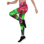Mother's Day Gift, Mother's Day Leggings Elegant Pink Floral Flowers Women's Leggings