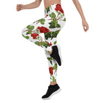 Mother's Day Gift, Mother's Day Leggings Elegant Red Roses Floral Flowers Women's Leggings