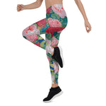 Mother's Day Gift, Mother's Day Leggings Elegant Victorian Watercolor Red and Pink Roses Women's Leggings