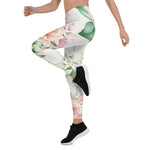 Mother's Day Gift, Mother's Day Leggings Floral Pattern Pink Rose Women's Leggings