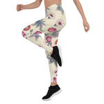 Mother's Day Gift, Mother's Day Leggings Floral Pattern Red Women's Leggings