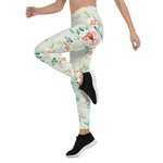 Mother's Day Gift, Mother's Day Leggings Floral Pattern Rose Pink Garden Women's Leggings