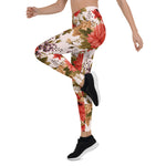 Mother's Day Gift, Mother's Day Leggings Floral pattern Roses with chrysanthemum Gadern Women's Leggings