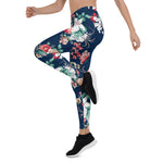 Mother's Day Gift, Mother's Day Leggings Floral Pattern with Roses and Small Flowers Women's Leggings