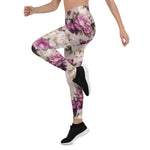 Mother's Day Gift, Mother's Day Leggings Floral Pattern with Roses on Light Women's Leggings