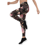 Mother's Day Gift, Mother's Day Leggings Garden Flower Rose Dark Pattern Women's Leggings