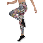 Mother's Day Gift, Mother's Day Leggings Gray jays and Flowers Women's Leggings