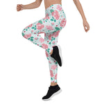Mother's Day Gift, Mother's Day Leggings Green Rose Flower Women's Leggings