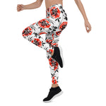 Mother's Day Gift, Mother's Day Leggings Hand Painting Abstract Watercolor Roses Flowers Women's Leggings