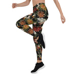Mother's Day Gift, Mother's Day Leggings Ornate Vintage flower Peonies Roses and Birds Women's Leggings