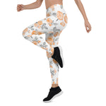 Mother's Day Gift, Mother's Day Leggings Peach Watercolor Roses Pattern Women's Leggings