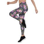 Mother's Day Gift, Mother's Day Leggings Pink & Purple Peonies Floral Women's Leggings