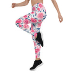 Mother's Day Gift, Mother's Day Leggings Pink Floral Watercolor Roses Pattern Women's Leggings