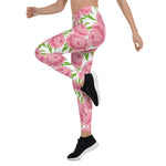 Mother's Day Gift, Mother's Day Leggings Pink Peonies Watercolor Flower Women's Leggings