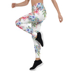 Mother's Day Gift, Mother's Day Leggings Pink Roses Boho Trellis Watercolour Flowers Women's Leggings
