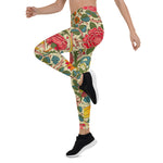 Mother's Day Gift, Mother's Day Leggings Pink Roses Gadern Vintage Chintz Women's Leggings