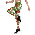 Mother's Day Gift, Mother's Day Leggings Poinsettia Garden Pattern Women's Leggings