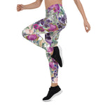 Mother's Day Gift, Mother's Day Leggings Purple Blush Pink Floral Green Watercolor Women's Leggings