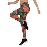 Mother's Day Gift, Mother's Day Leggings Red pumpkin seamless pattern and carrots Women's Leggings