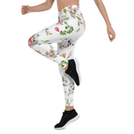Mother's Day Gift, Mother's Day Leggings Rose Pink Elegant Floral Watercolor Women's Leggings