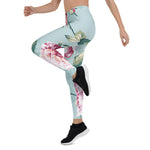 Mother's Day Gift, Mother's Day Leggings Rose Pink Flower Pattern Women's Leggings