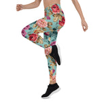 Mother's Day Gift, Mother's Day Leggings Rose Red Pink Orange and Violet Vintage flowers Women's Leggings