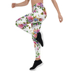 Mother's Day Gift, Mother's Day Leggings Roses, peony with leaves and chamomile with cornflowers Women's Leggings