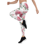Mother's Day Gift, Mother's Day Leggings Scatter Pink Roses Pattern Women's Leggings
