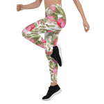Mother's Day Gift, Mother's Day Leggings Seamless Watercolor Flowers Pink Roses Women's Leggings