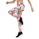 Mother's Day Gift, Mother's Day Leggings Summer Flower Pink and Orange Rose Floral Women's Leggings