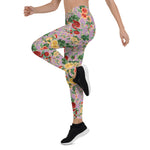 Mother's Day Gift, Mother's Day Leggings Vintage Floral pattern of yellow Roses Women's Leggings