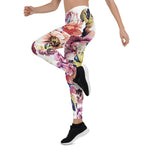 Mother's Day Gift, Mother's Day Leggings Vintage Pink Coral Elegant Roses Floral Women's Leggings
