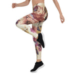 Mother's Day Gift, Mother's Day Leggings Vintage Pink Roses on Wood Women's Leggings