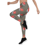 Mother's Day Gift, Mother's Day Leggings Vintage Pink Roses Pattern Women's Leggings