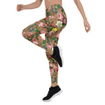 Mother's Day Gift, Mother's Day Leggings Vintage Rose Garden in Teal Women's Leggings