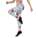 Mother's Day Gift, Mother's Day Leggings Violet and yellow Flowers with Leaves Women's Leggings