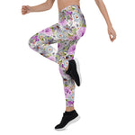 Mother's Day Gift, Mother's Day Leggings Watercolor Floral Rose Purple Pattern Women's Leggings