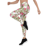 Mother's Day Gift, Mother's Day Leggings Watercolor Flowers Pink Roses Floral Women's Leggings