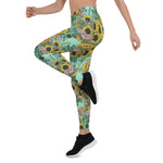 Mother's Day Gift, Mother's Day Leggings Yellow Sunflowers and Pink Roses Flower Women's Leggings
