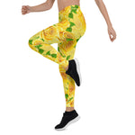 Mother's Day Gift, Mother's Day Leggings Yellow Watercolor Roses Garden Women's Leggings
