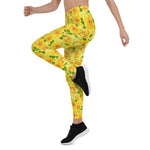 Mother's Day Gift, Mother's Day Leggings Yellow watercolor Roses pattern Women's Leggings