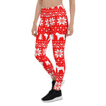 Scotstee Shop - Bouvier des Flandres Silhouettes Christmas Pattern Red Dog Lover Women's Christmas Leggings