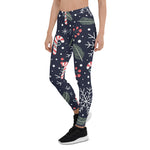 Scotstee Shop - Christmas Candy Cane Pattern Navy Blue Snowflakes Funny Christmas Women's Leggings