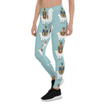 Scotstee Shop - Christmas Gift Llama Pattern Gift Blue Xmas Women's Leggings